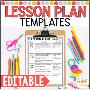 Preview of Editable Lesson Plan Templates | Substitute Teacher