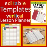 Editable Lesson Planner Template - Full Color Vertical Style