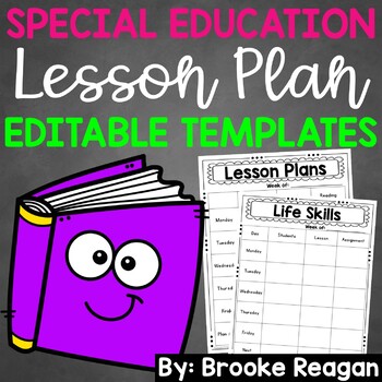Preview of Editable Lesson Plan Templates: Special Education