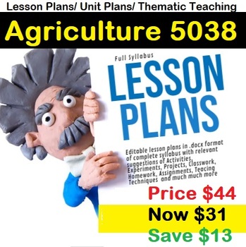 Preview of Editable Lesson Plans for Agriculture  5038 Unit Plans Thematic Lesson Agri 5038