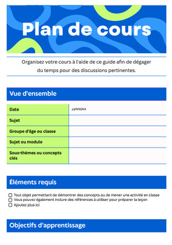 Preview of Editable Lesson plan template in french with Google Docs 2024  TPT Teachers