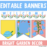 Editable Letter Banner Pennants with Bright Garden Floral Theme