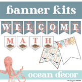 Editable Letter Banner Pennants with Ocean Theme Under The Sea