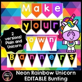 Editable Letter Bunting - Neon Rainbow Unicorn