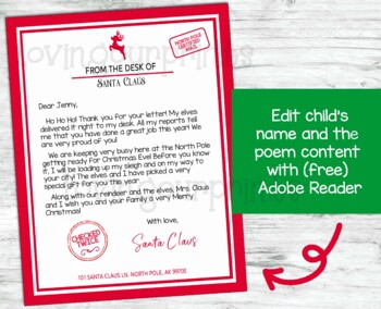 Editable Letter from Santa, Letter from Santa, Letter from Santa Editable