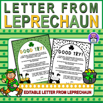 Preview of Editable Letter from the Leprechaun | St. Patrick's Day Leprechaun Notes