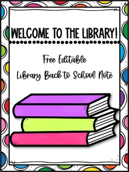 Preview of Editable Library Back to School Letter