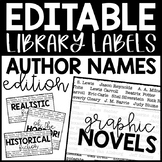 Editable Library Labels - Author Names Edition - Black and White