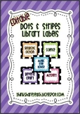 Editable Library Labels Dots and Stripes
