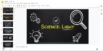 Preview of Editable: Light (Science)