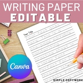 Editable Lined Writing Paper Tracing Font | PreK, K, 1st G