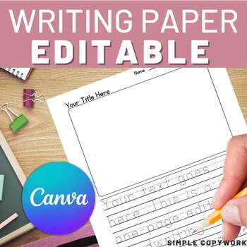 Lined Writing Paper for Kids Editable Canva Template by Pretty Cute Press