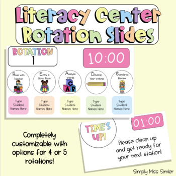 Preview of Editable Literacy Center Rotation Slides | Digital | Guided Reading