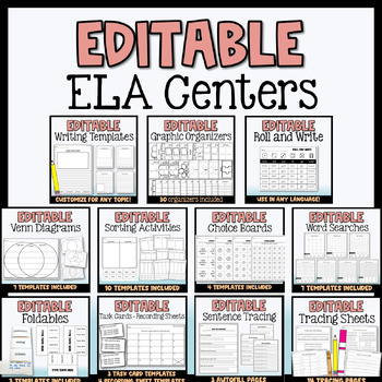 Preview of Editable Literacy Centers