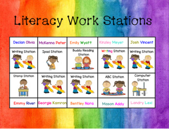 Preview of Editable Literacy Station Rotation Board