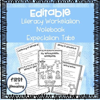 Preview of Editable Literacy Workstation Expectation Notebook Tabs