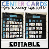Editable Literacy and Math Center Cards