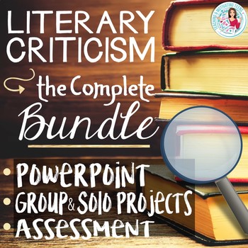 Preview of Literary Criticism Unit Bundle | Editable Lessons, Test, Games, Essay + more