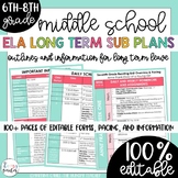 Editable Long Term Sub Plans for Middle School ELA | Mater