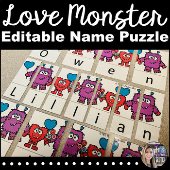Preview of Editable Love Monster Name Puzzles