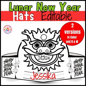 Preview of Editable Lunar Chinese New Year 2024 Dragon Hat Crown Craft