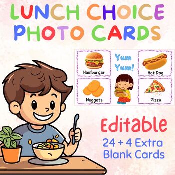 Preview of Editable Lunch Choice Photo Cards | Help Students Make Healthy Choices