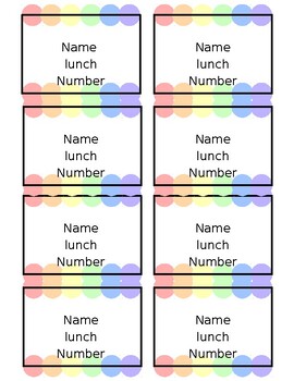 Editable Lunch Number Tags (Pastel Rainbow Decor) by JainaDixon | TPT