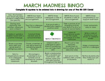 Preview of March Madness Staff Bingo (editable& fillable resource)