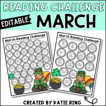 Preview of Editable March Reading Challenge - Spring Break Activity Book Log