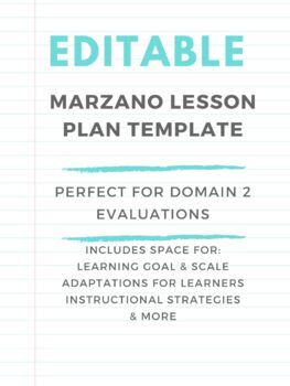 Preview of Editable Marzano Lesson Planning Template - Domain 2