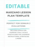 Editable Marzano Lesson Planning Template - Domain 2