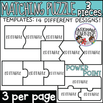 Preview of Editable Matching Puzzle 3 Pieces Templates valid for commercial use
