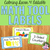 Editable Math Bin Labels | Calming Colors Classroom Decor
