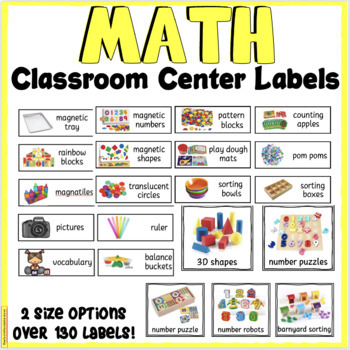 Preview of Math Center Labels for 3K, Pre-K, Preschool, and Kindergarten
