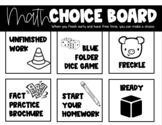Editable Math Choice Board