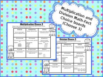 Preview of Editable Math Choice Board Multiplication Division - Homework