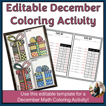 Preview of Editable Math Color by Number Activity Template for December
