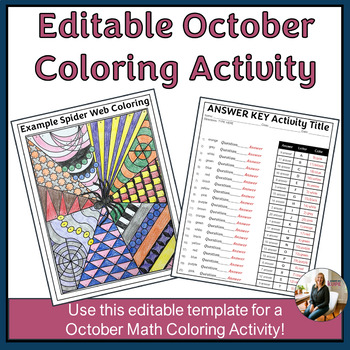 Preview of Editable Math Color by Number Activity Template for October