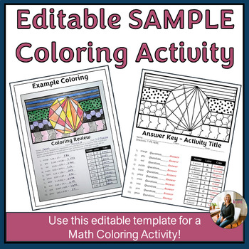 Preview of Editable Math Color by Number Template Activity Sample