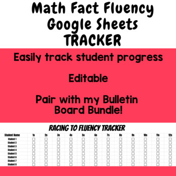 Preview of Editable Math Fact Fluency Tracker Google Sheets