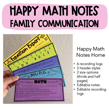 Preview of Editable Math Happy Notes Home | positive communication mail