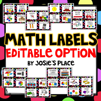 Preview of Editable Math Labels For Your Manipulatives *Editable Option Included*
