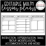 EDITABLE Math Lesson Plan Templates