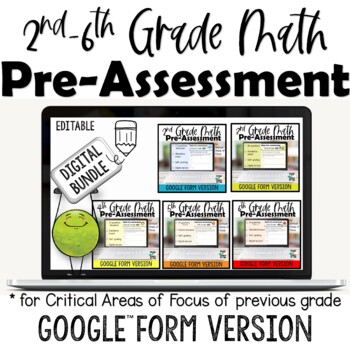 Preview of Editable Math Pre-Assessment Bundle Google Forms™ Distance Learning