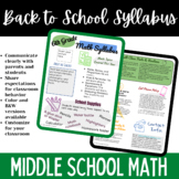 Editable Math Syllabus Template for Middle School Math