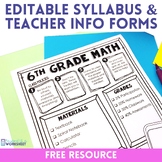 Editable Math Syllabus and Meet the Teacher Templates