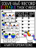 Editable Math Task Cards: Addition, Subtraction, Multiplic
