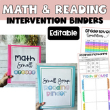 Editable Math and Reading Small Group Teacher Binders Bundle