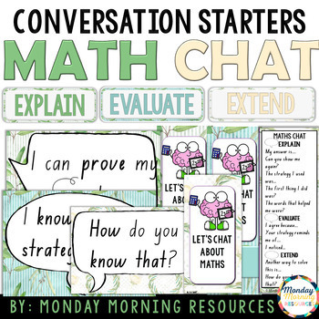 Preview of Math Chat Discussion Questions - Math Talk Posters and Bookmarks