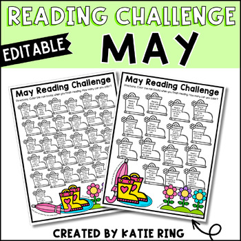 Preview of Editable May Reading Challenge - Summer Break Activity Book Log